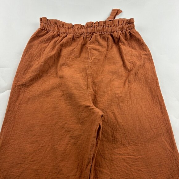 BP Terracotta Brown Crinkle Cotton High Rise Relaxed Leg Pant L - Picture 7 of 7